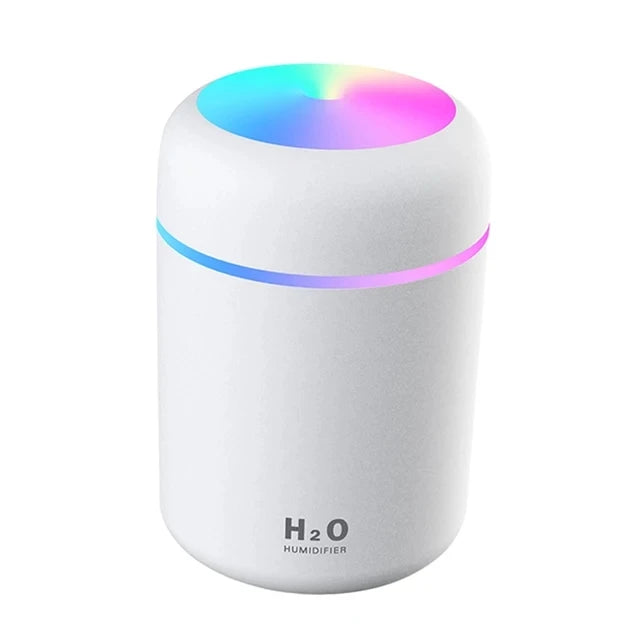 USB Portable 300ml Cool Mist Humidifier & Aroma Diffuser with Colorful Night Light for Home & Car